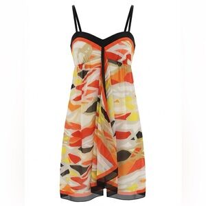 BCBG MaxAzria Silk Abstract Print Scarf Dress Spaghetti Strap Sz 0